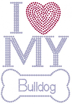 I Love My Bulldog Rhinestone Transfer