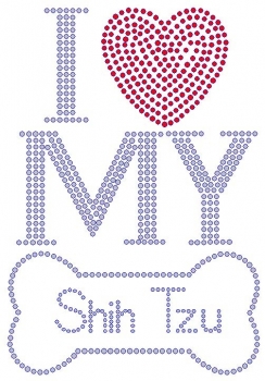 I Love My Shih Tzu Rhinestone Transfer
