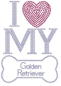 I Love My Golden Retriever Rhinestone Transfer