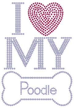 I Love My Poodle Rhinestone Transfer