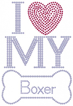 I Love My Boxer Rhinestone Transfer
