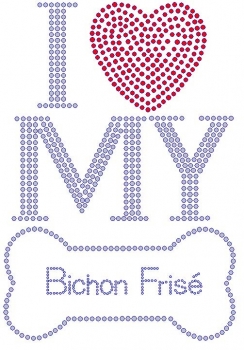 I Love My Bichon Frise Rhinestone Transfer