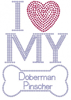 I Love My Doberman Pinshcer Rhinestone Transfer
