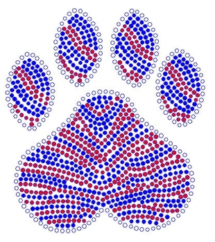 Paw Clear Red and Blue Rhinestone Transfer