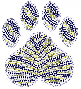 Paw Clear Black and Yellow  Rhinestone Transfer