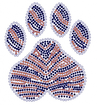 Paw Clear Black and Orange  Rhinestone Transfer