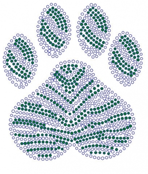 Paw Clear and Green Rhinestone Transfer