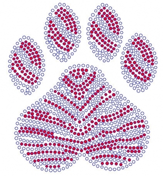 Paw Clear and Red Rhinestone Transfer