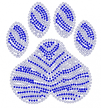 Paw Clear and Blue Rhinestone Transfer