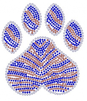 Paw Clear, Cobalt and Sun Rhinestone Transfer