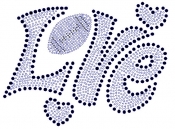 Love Football Rhinestone Transfer black