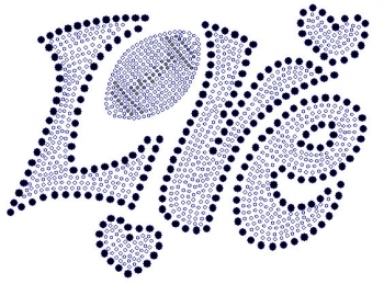 Love Football Rhinestone Transfer black