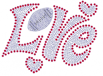 Love Football Rhinestone Transfer red