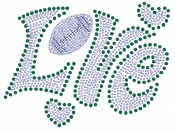 Love Football Rhinestone Transfer green