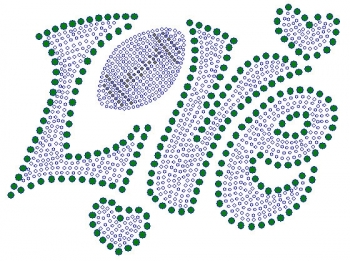 Love Football Rhinestone Transfer green