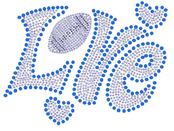 Love Football Rhinestone Transfer sapphire