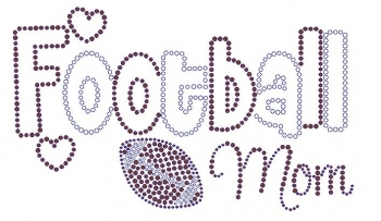 Football MoM with Hearts Rhinestone Transfer