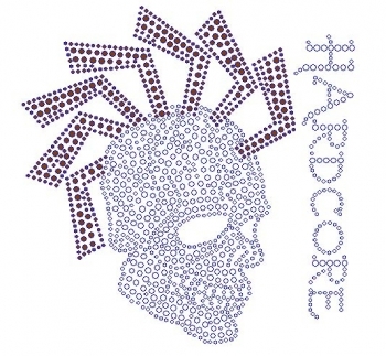 Hardcore Hockey Skull with Sticks  rhinestone transfer