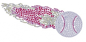 Baseball with Flames Rhinestone Transfer large