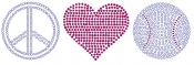 Peace Love Baseball Rhinestone Transfer