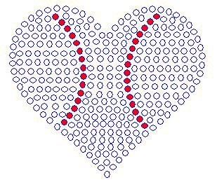 Baseball Heart Rhinestone Transfer