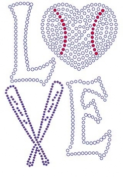 Love Baseball Rhinestone Transfer