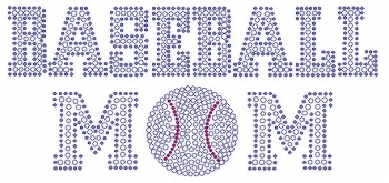 Baseball Mom Silver and Crystal Rhinestone Transfer