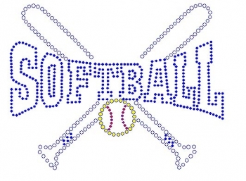 Softball with Bats Rhinestone Transfer