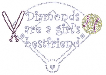 Softball Diamond Girls with Bat and Ball rhinestone transfer
