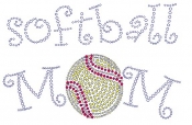 Softball Mom Rhinestone Transfer