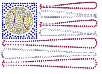 Softball Flag Rhinestone Transfer