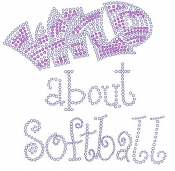 Wild About Softball Rhinestone Transfer