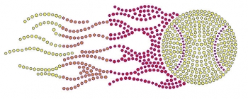 Softball with Flames Rhinestone Transfer