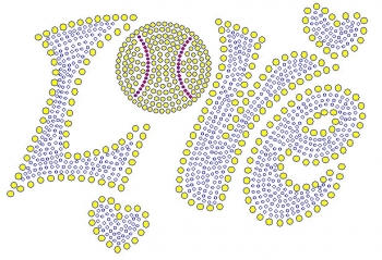 Love Softball Rhinestone Transfer yellow