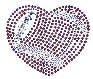 Small Football Heart Rhinestone Transfer