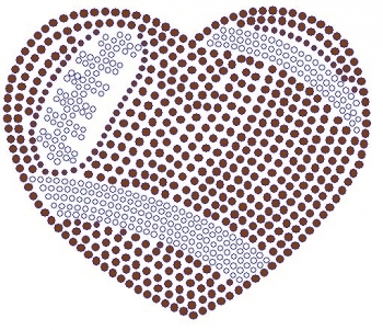 Large Football Heart Rhinestone Transfer