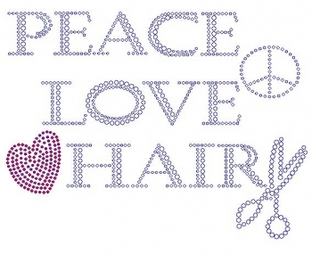 Love Peace Hair Rhinestone Transfer