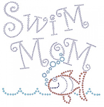 Swim Mom With Fish Rhinestone Transfer