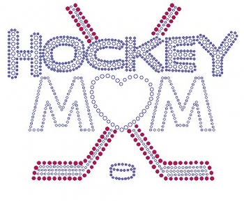 Hockey Mom with Heart rhinestone transfer