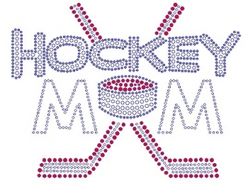Hockey Mom with Puck rhinestone transfer