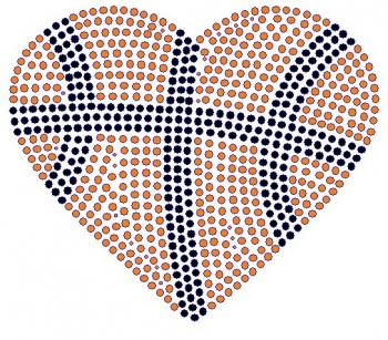 Large Basketball Heart Rhinestone Transfer