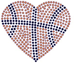 Small Basketball Heart Rhinestone Transfer