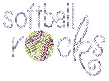 Softball rocks rhinestone transfer