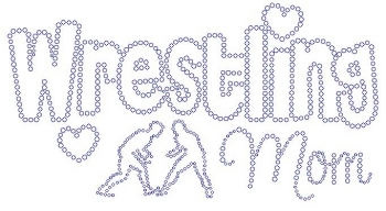Wrestling Mom with hearts Rhinestone Transfer original