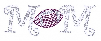 Curly Mom with Football  Rhinestone Transfer