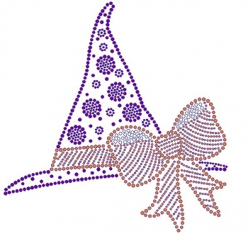 Witch Hat and Bow Rhinestone Transfer