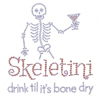 Skeletini Drink to it's Bone Dry Rhinestone Transfer