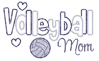 Volleyball Mom with Hearts rhinestone transfer