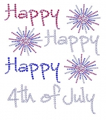 Happy Happy Happy 4th of July Rhinestone Transfer