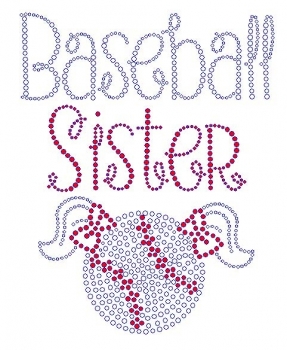 Baseball Sister Large Rhinestone Transfer red